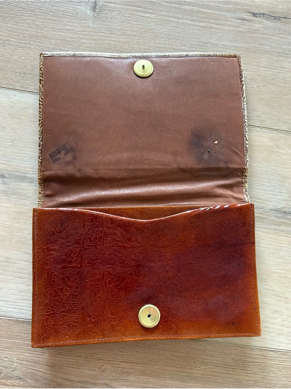 florentine gold-embossed leather clutch, vintage